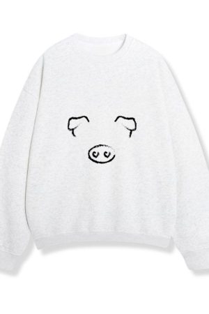 ANIMAL FACE PIG BLACK Sweatshirt