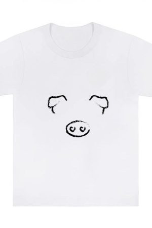 ANIMAL FACE PIG BLACK T-Shirts